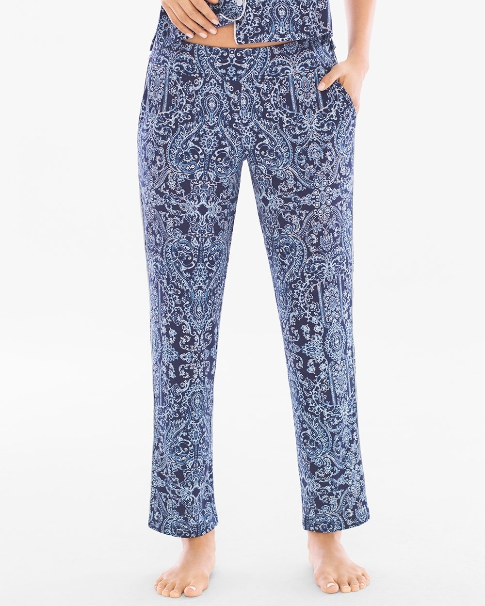 Cool Nights Contast Piped Ankle Pajama Pants
