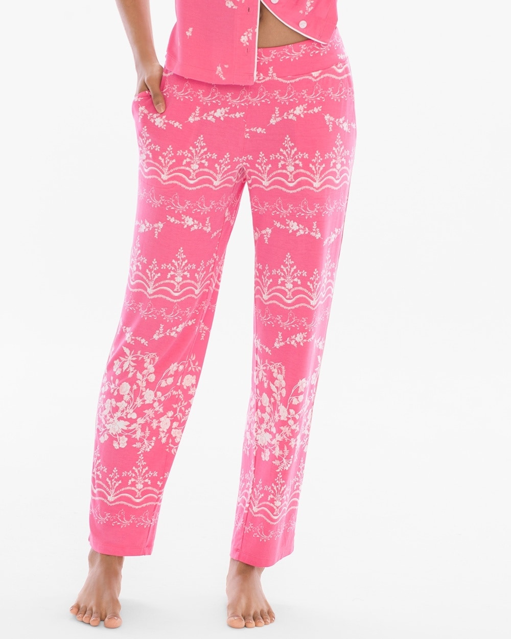 Cool Nights Contast Piped Ankle Pajama Pants