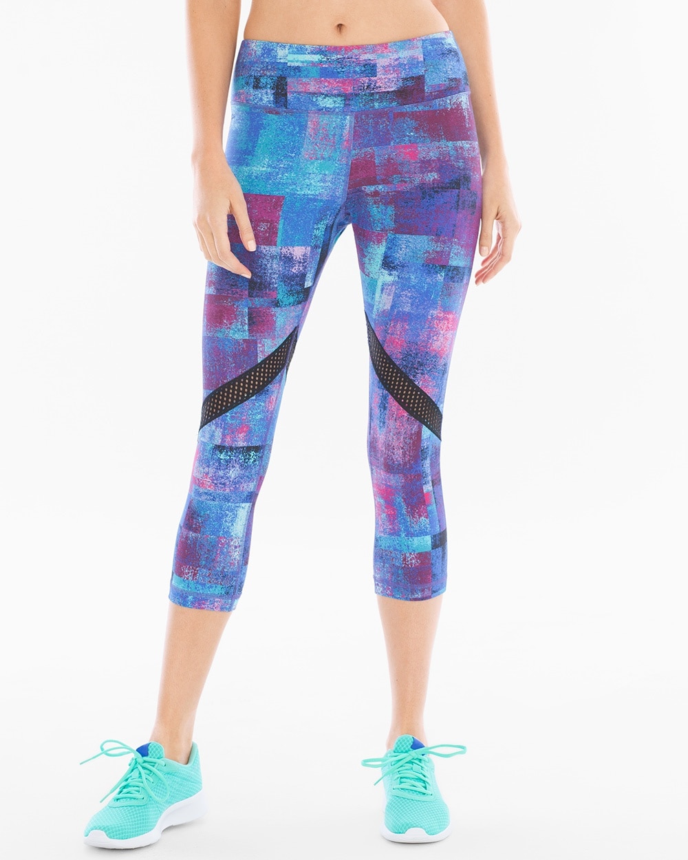 Soma Sport Blocked Crop Leggings With Mesh Prism Blue Sea