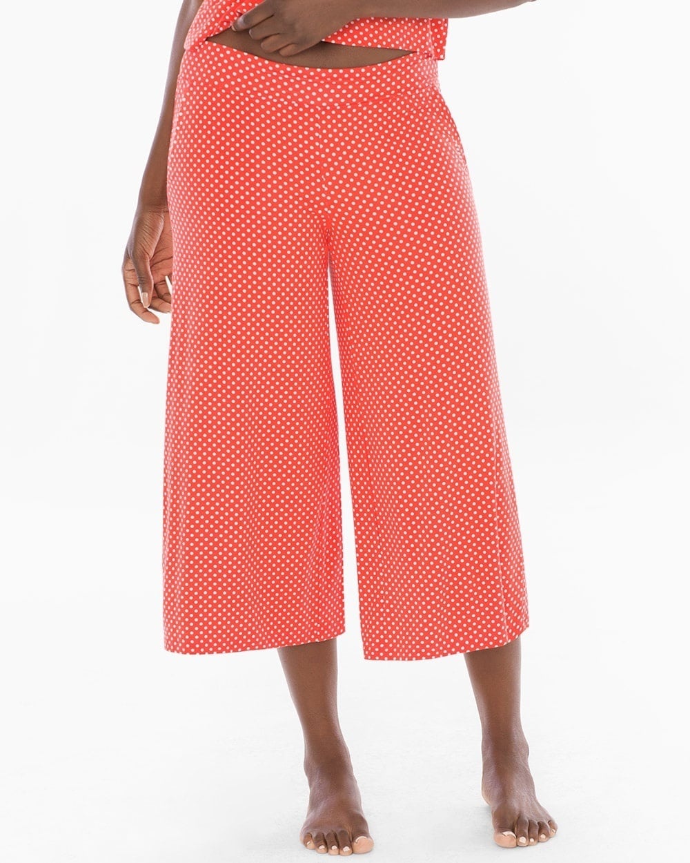 Cool Nights Full Pajama Crop Pants Mod Dot Grenadine