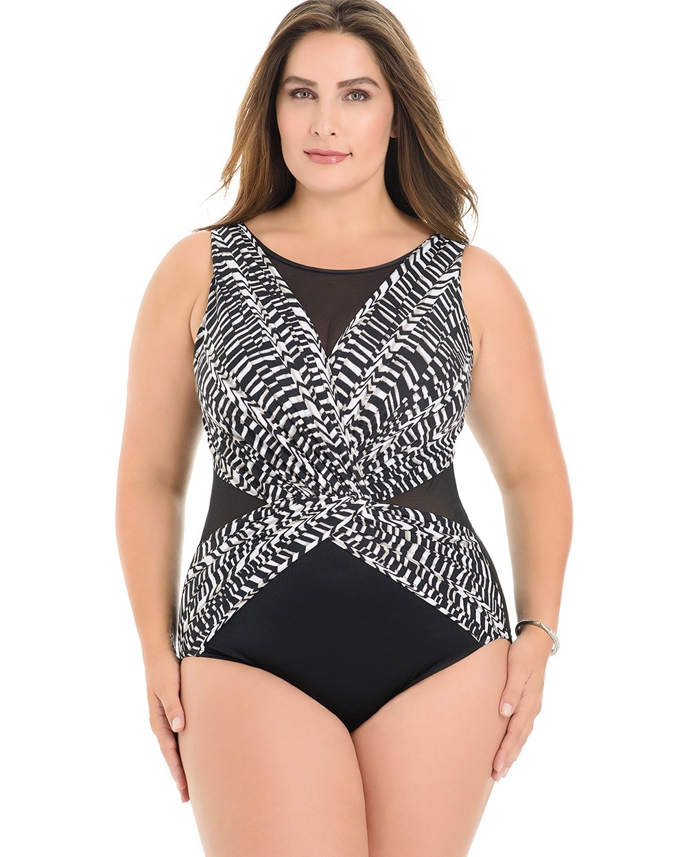 Miraclesuit Plus Size Between the Pleats Palma One Piece Swimsuit