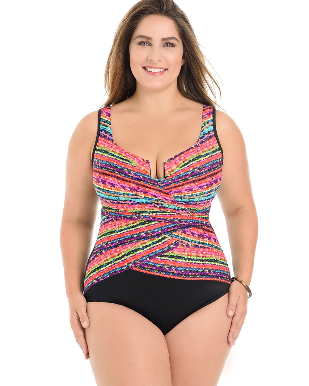 Miraclesuit Plus Size Night Lights Layered Escape One Piece Swimsuit