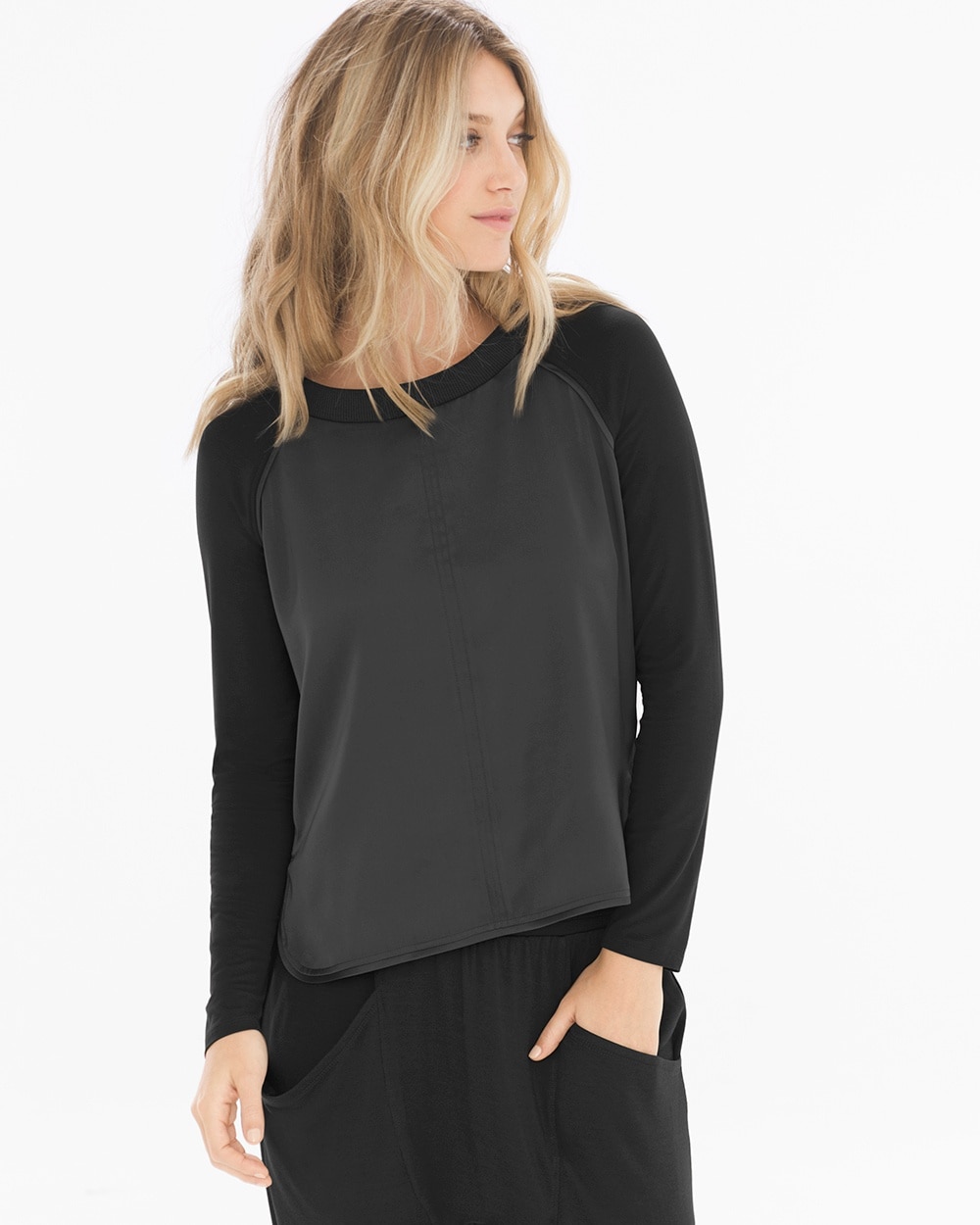 X by Gottex Fabric Mixing Long Sleeve Tee