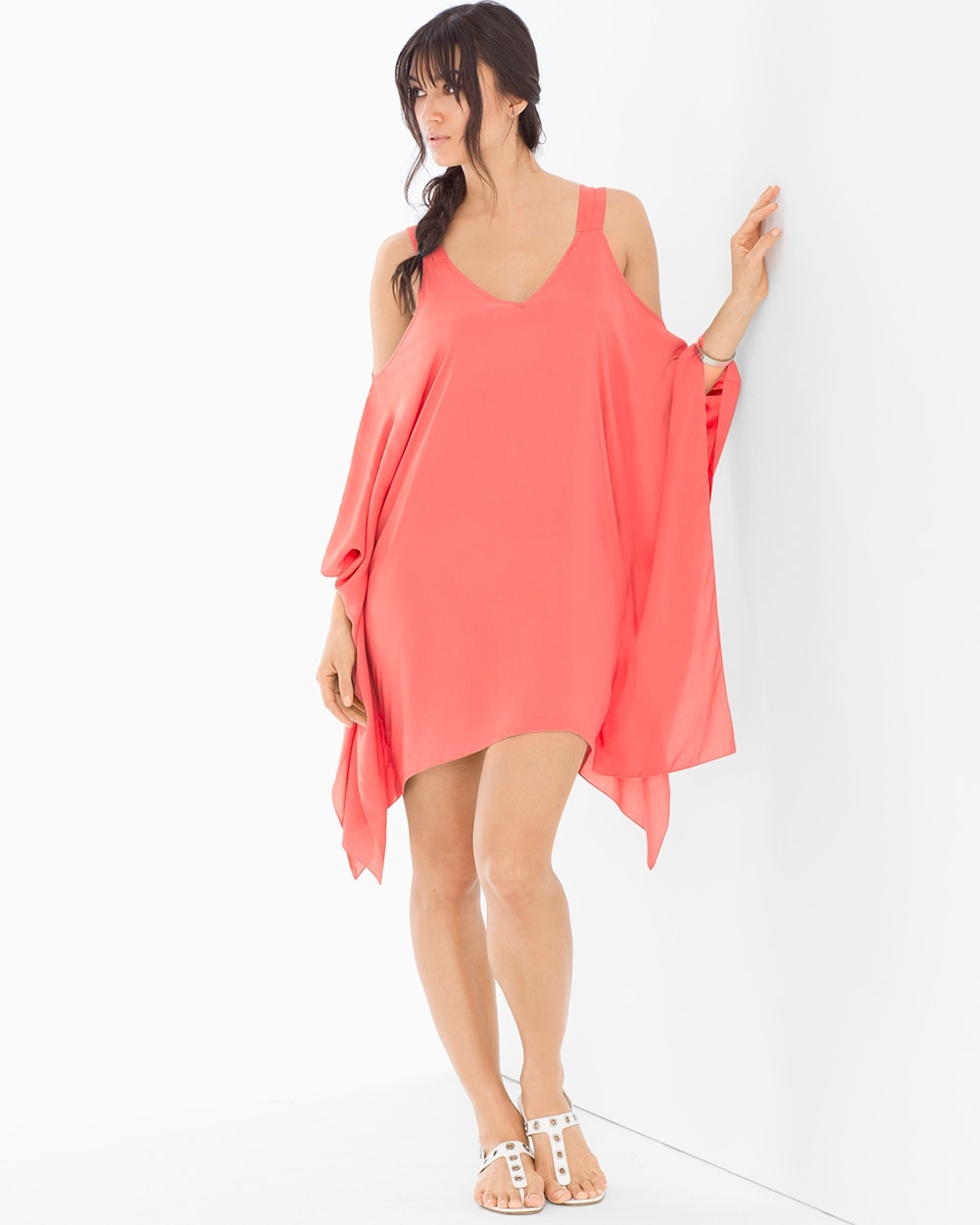 Elan Cold Shoulder Cover Up Swing Dress