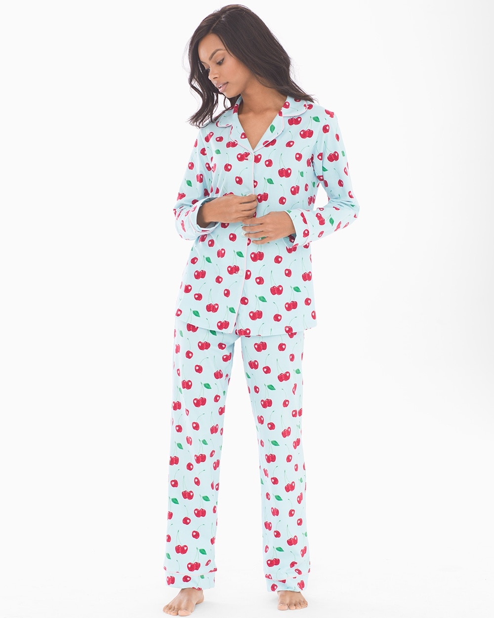 BedHead Cotton Blend Knit Classics Pajama Set Cherry Hearts