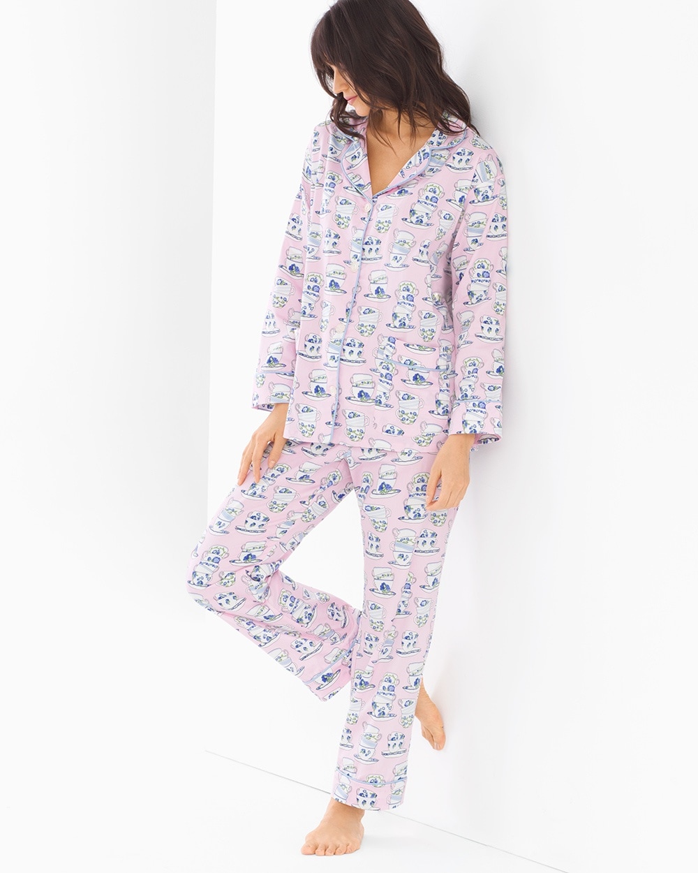 BedHead Woven Cotton Classic Pajama Set Teacups
