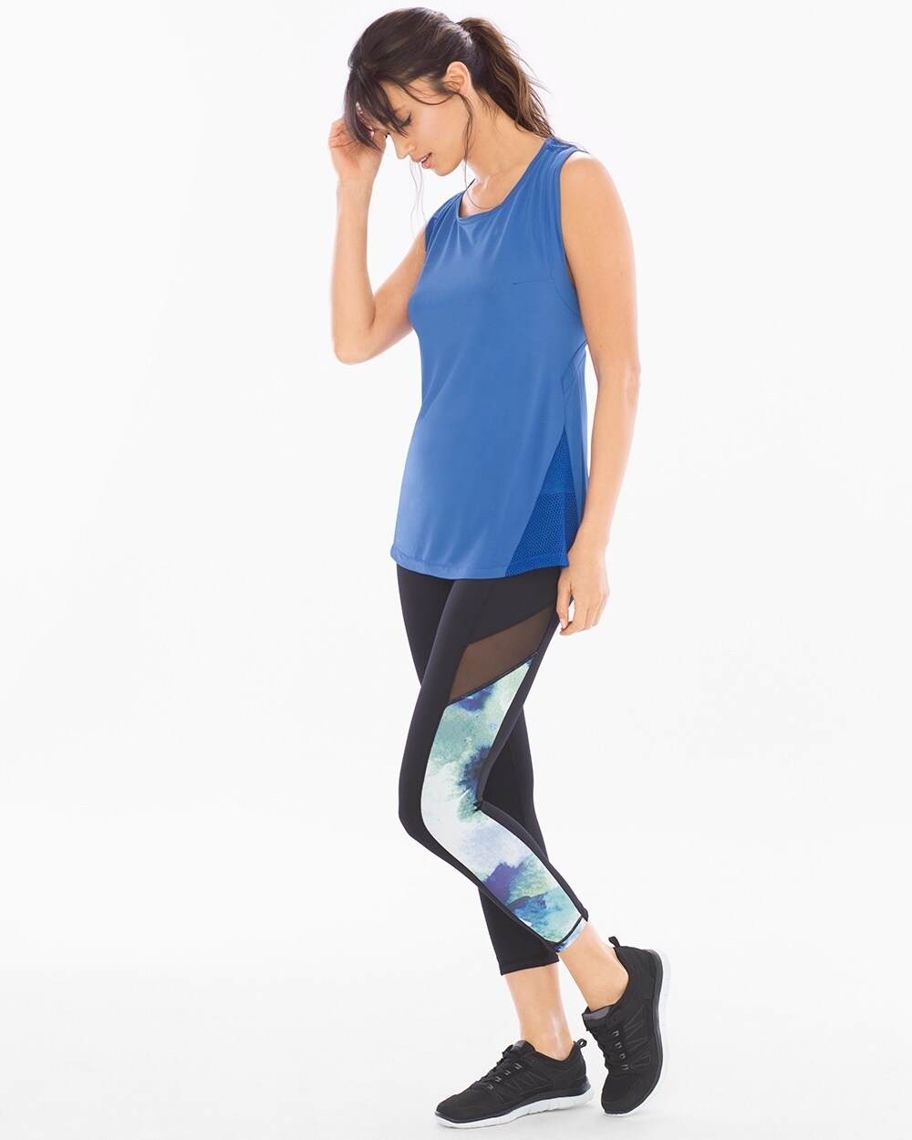 MSP by Miraclesuit Reversible Mesh Sport Crop Leggings Shades of Blue