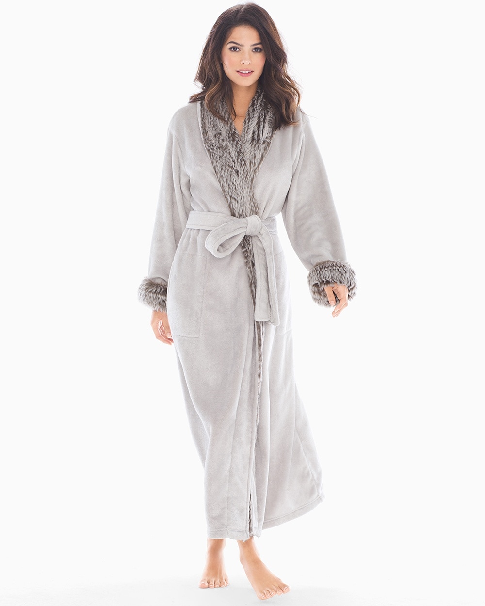 Natori Frosted Faux Fur Long Robe