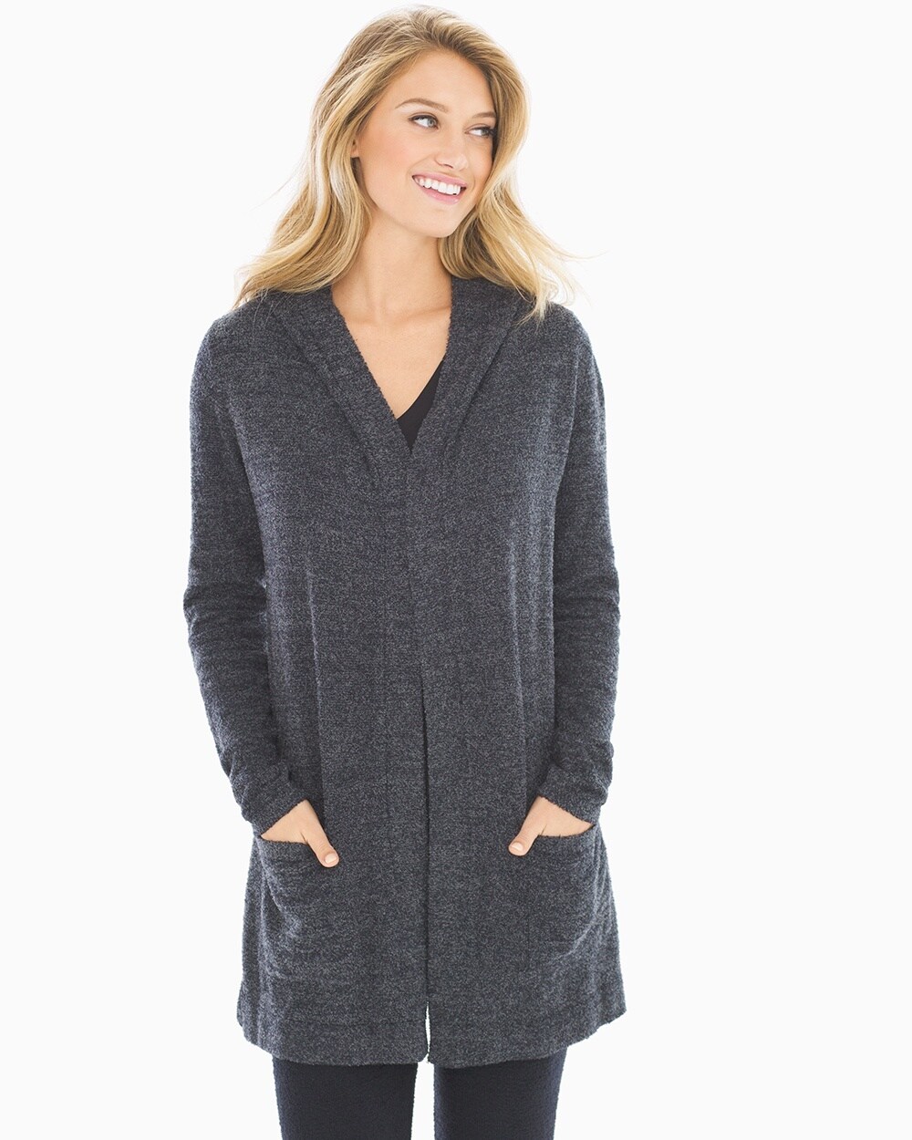 Barefoot Dreams Chic Lite Resort Cardi Black And Graphite