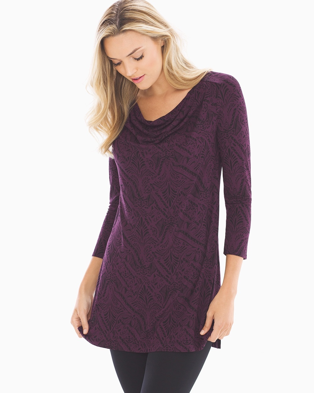 Soft Jersey Cowl Neck Tunic Decandence Bordeaux