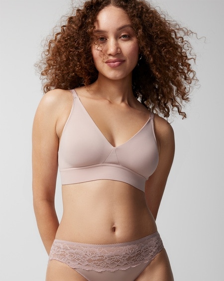 Soma Embraceable Wireless Plunge Lace Trim Bra - Full Coverage and Comfort