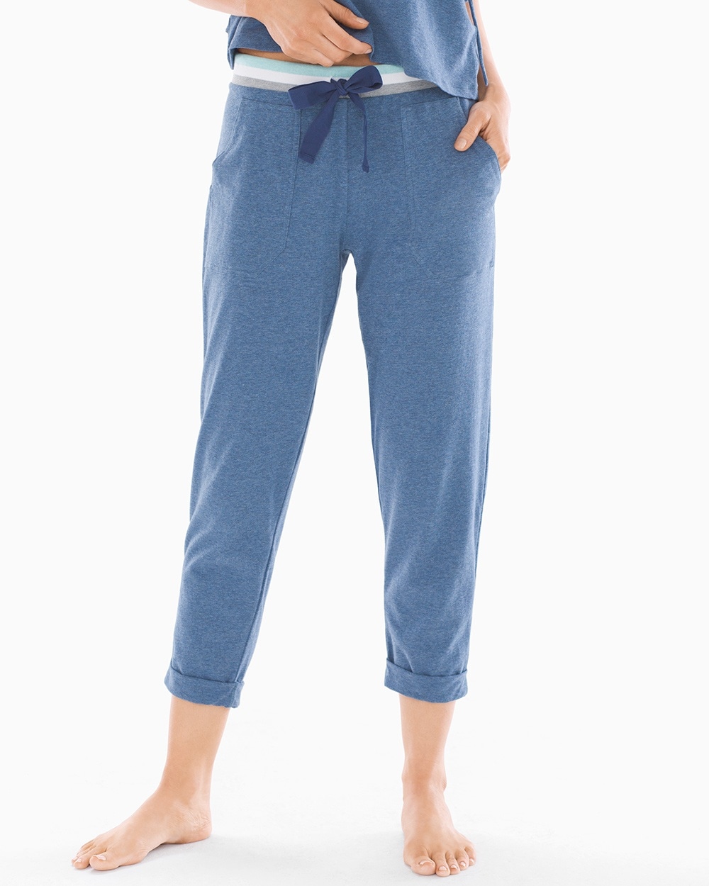 Splendid Blue Zone Crop Pajama Pants Ocean Blue Heather