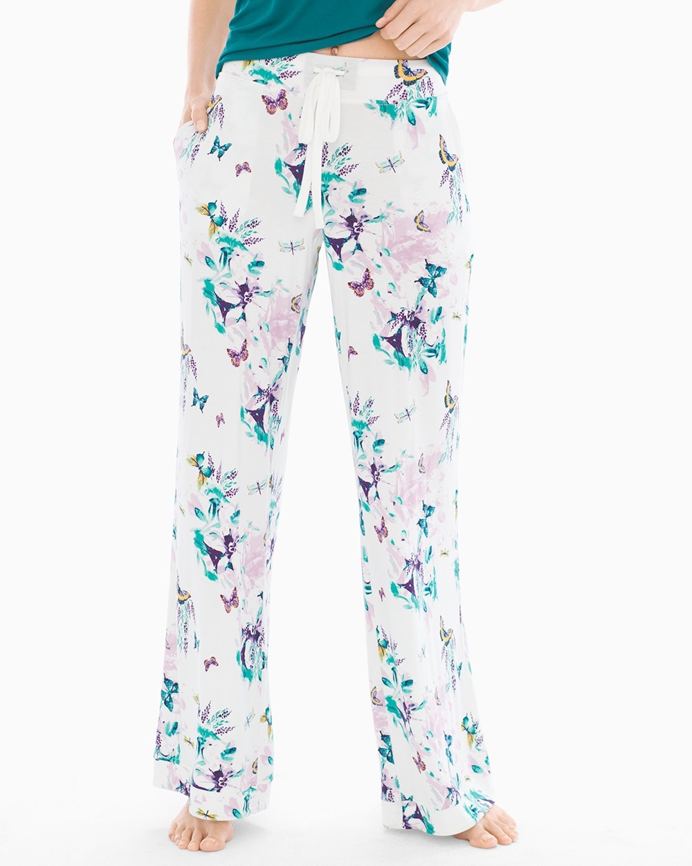 Cool Nights Pajama Pants Exotic Floral Mini Ivory
