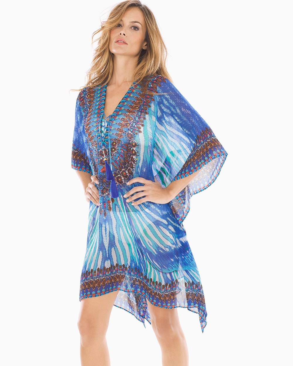 La Moda Blue Wave Caftan Swim Cover Up