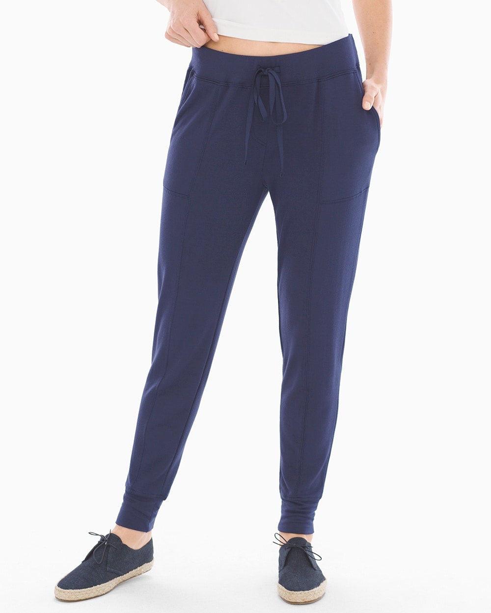 French Terry Seamed Jogger Pants Navy