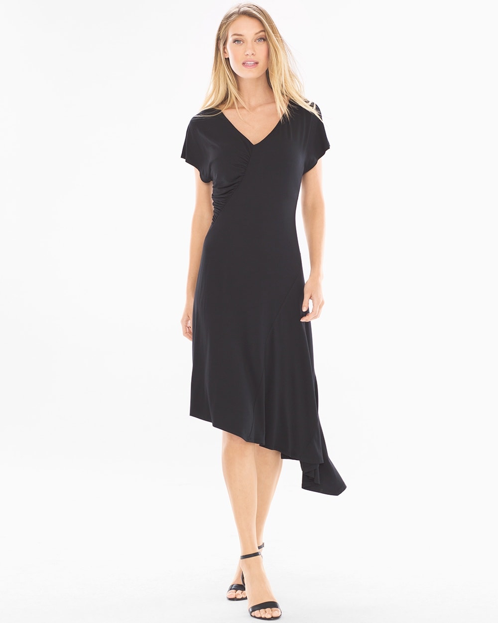 Soft Jersey Short Sleeve Asymmetrical Midi Dress