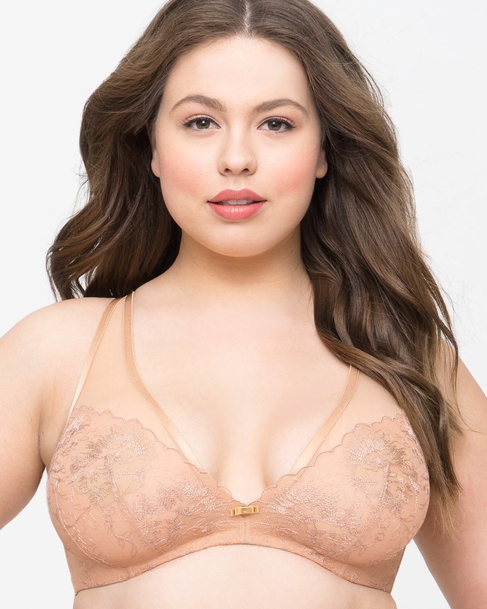 Curvy Couture Glistening Sheer Underwire Bra