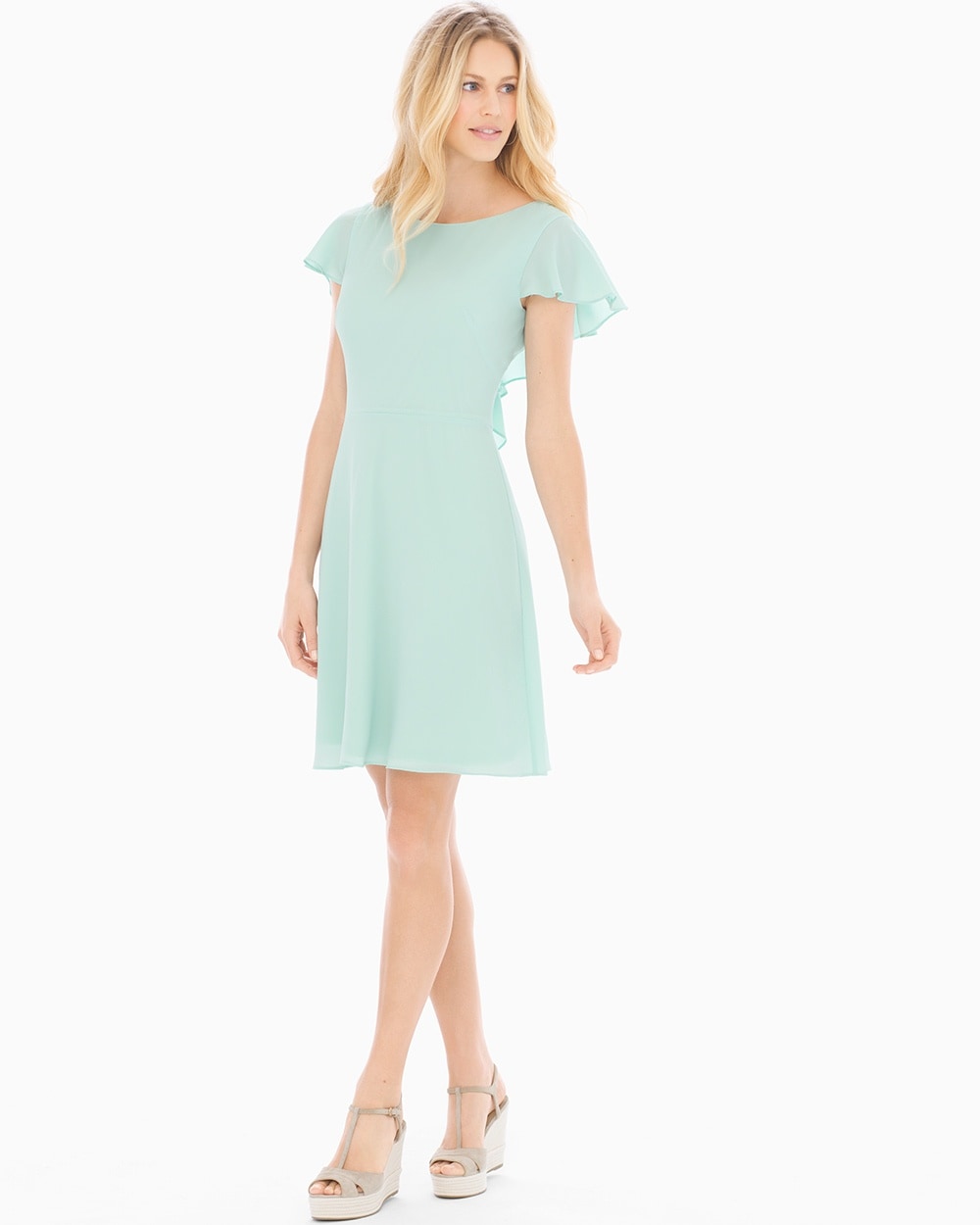 London Times Flutter Short Sleeve Fit and Flare Dress