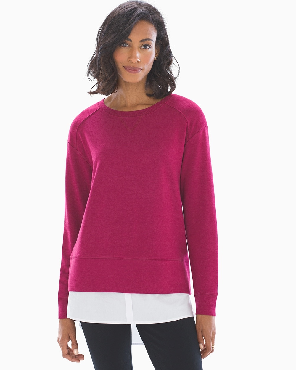 French Terry Modal Layered Look Sweatshirt Cranberry