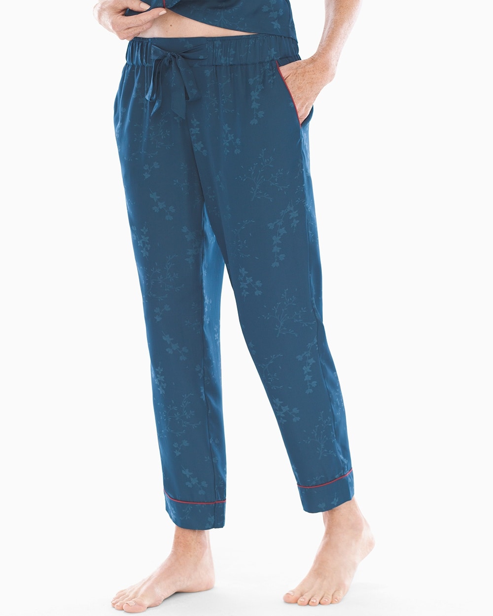 Satin Jacquard Ankle Pajama Pants