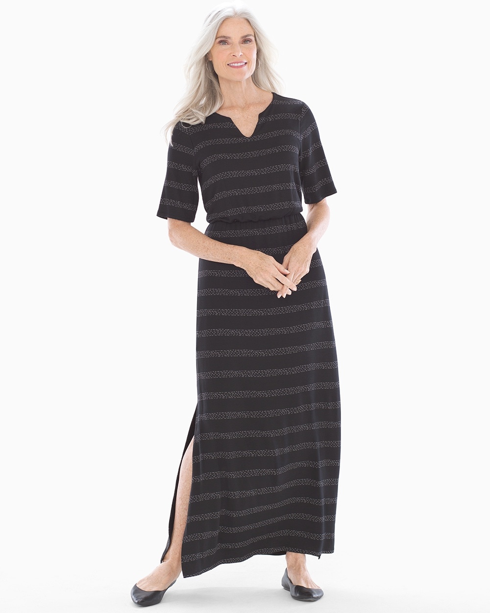 Soft Jersey Elbow Sleeve Maxi Dress