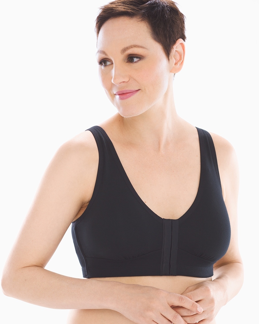 Post Surgical Comfortable Compression Front Closure Bra for Breast  Augmentation Implants Mastectomy Reconstruction Soft Grey 
