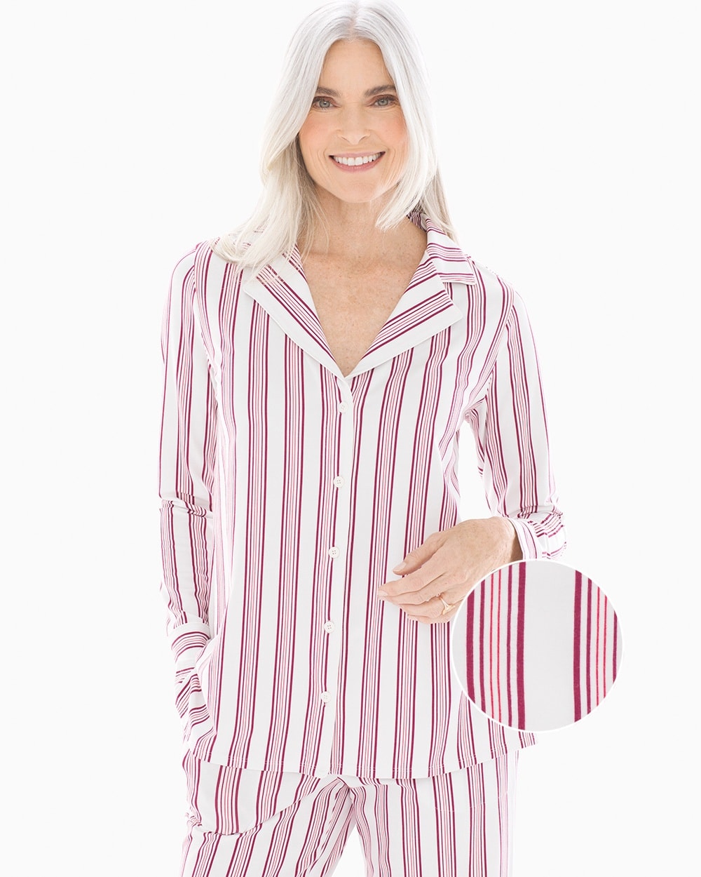 Embraceable Long Sleeve Notch Collar Pajama Top video preview image, click to start video