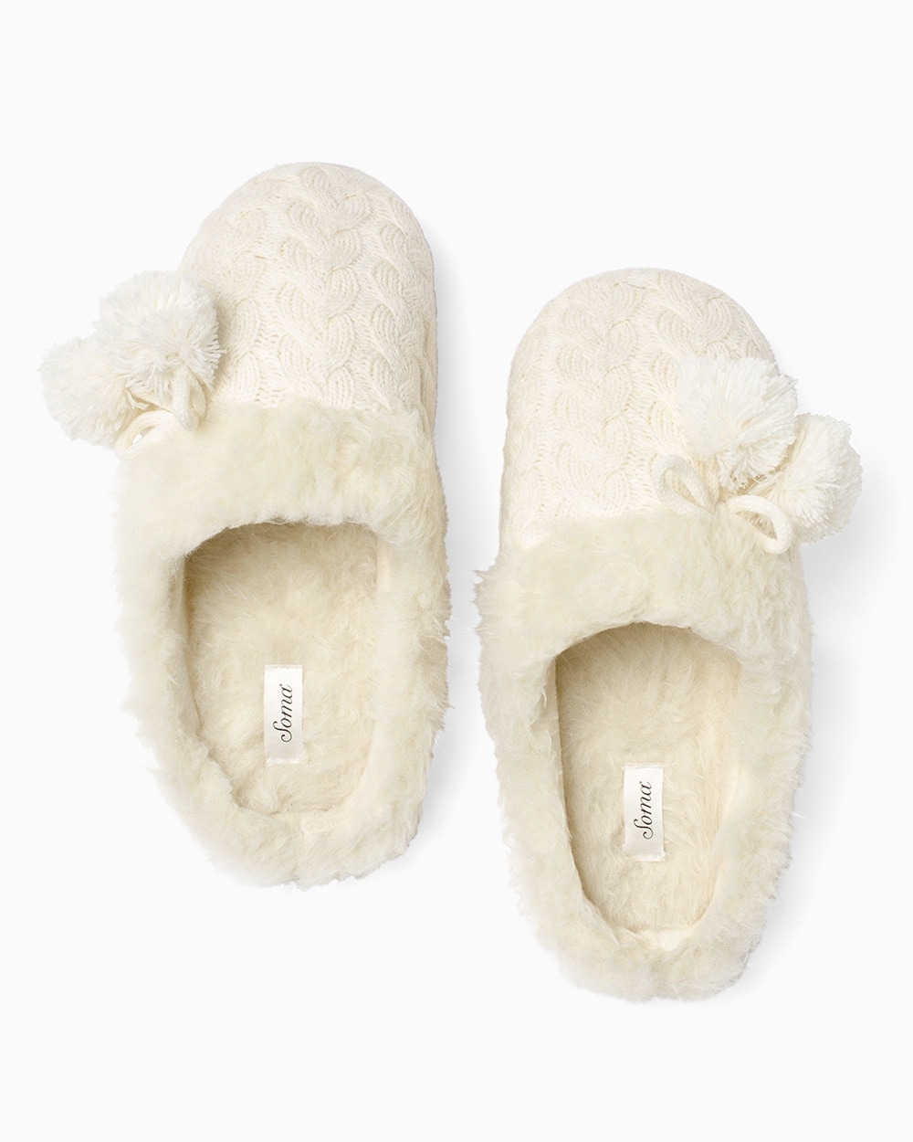 Plush Textured Slippers Ivory