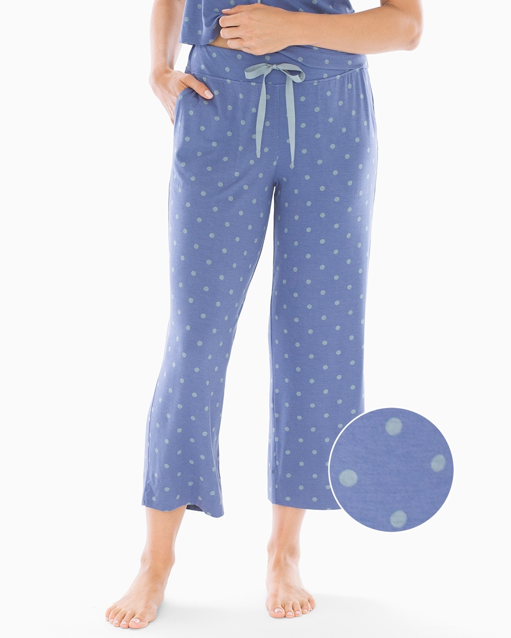 Cool Nights Grosgrain Trim Crop Pajama Pants Winsome Dot Grecian