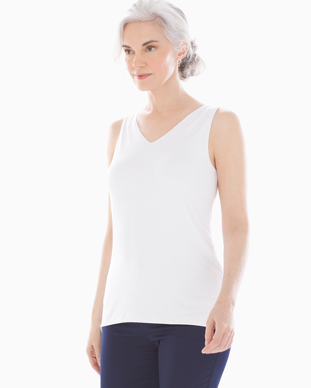 Style Essentials Soft Jersey Easy Turnaround Tank Bright White