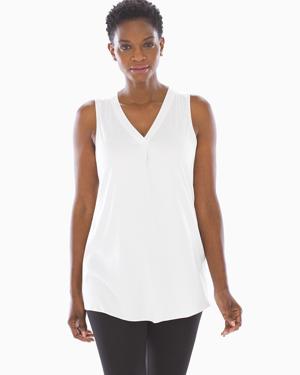 Style Essentials Woven Sleeveless Tunic Bright White