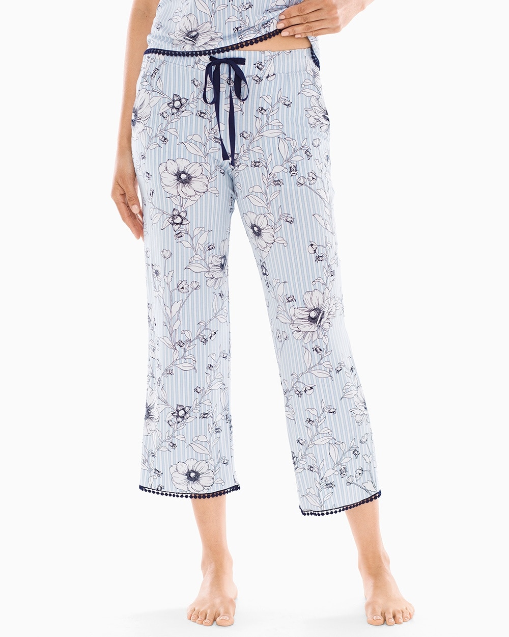 Cool Nights Pom Trim Crop Pajama Pants