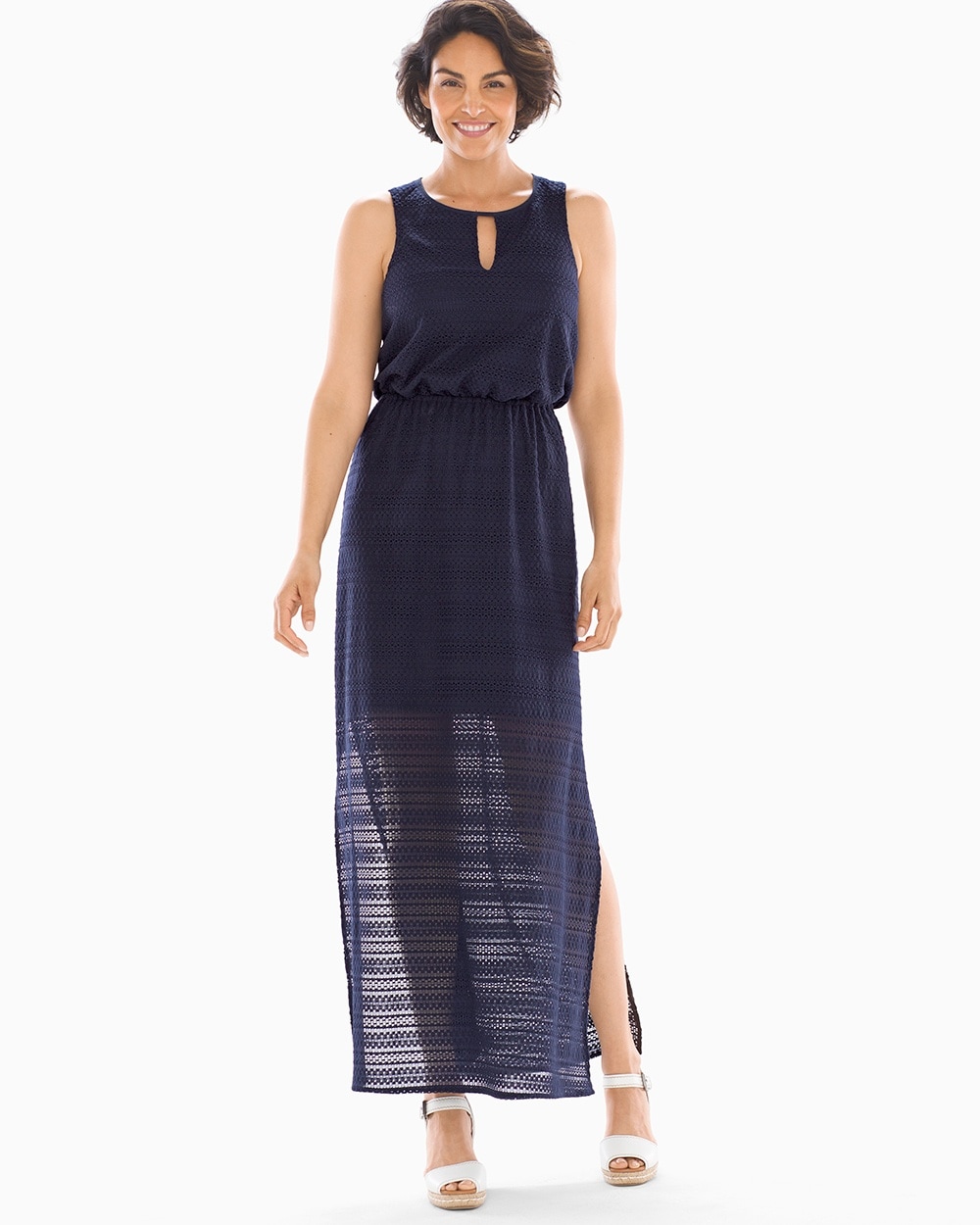 Adrianna Papell Lace Maxi Dress Navy