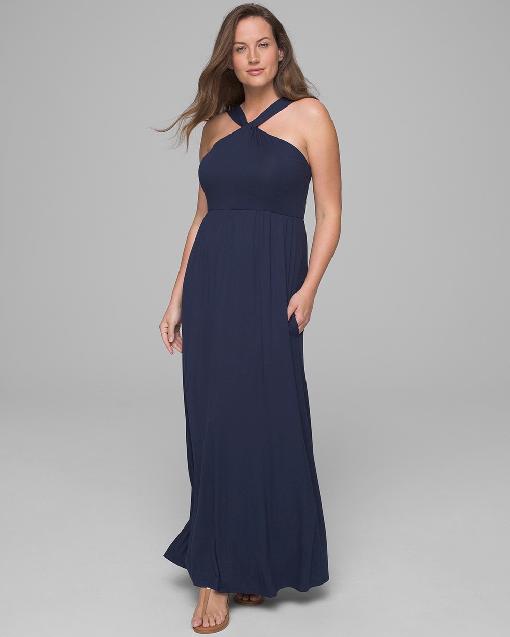 Halter Knot Maxi Dress with Built-In Bra