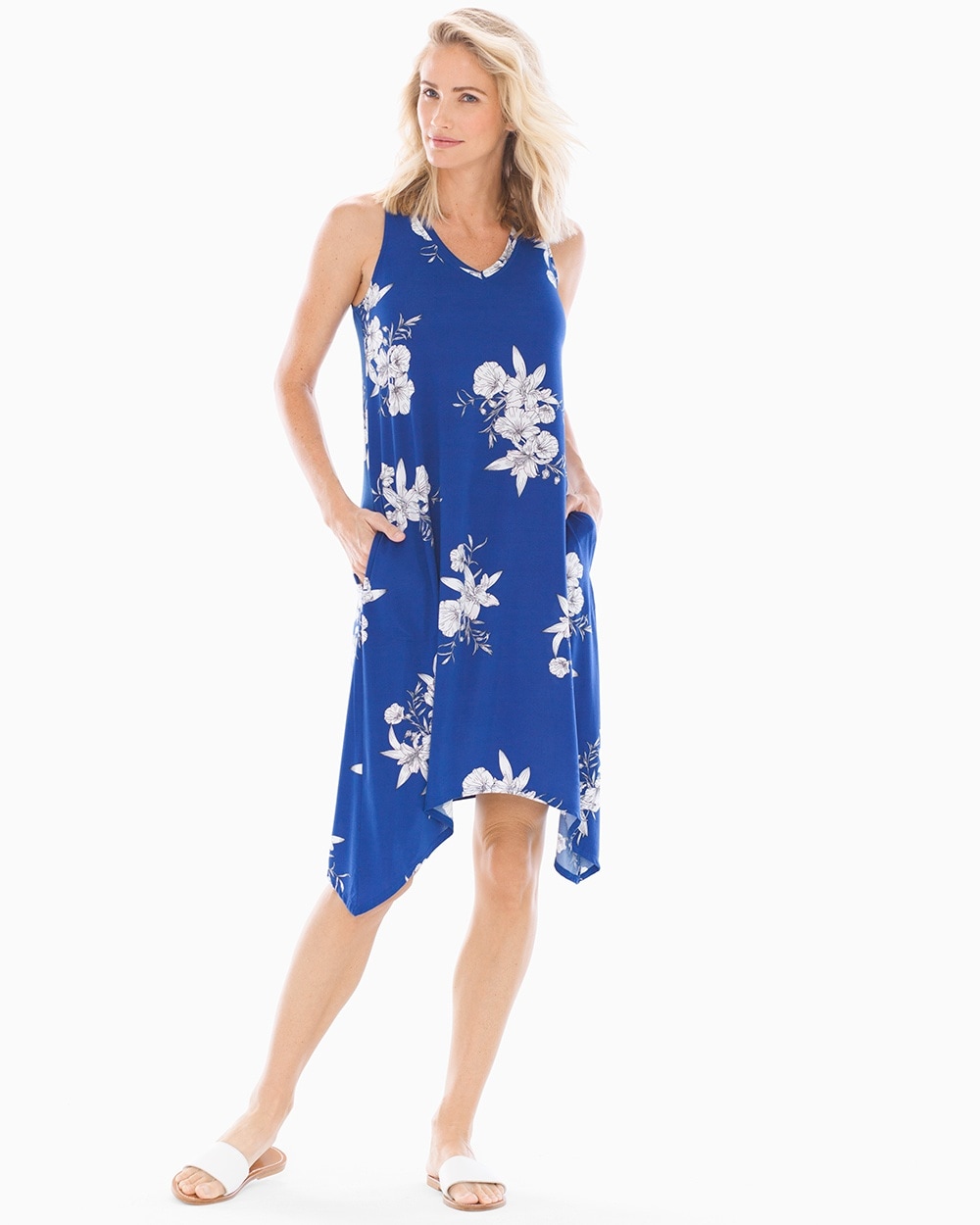 V-Neck Short Dress Lush Tropic Sapphire