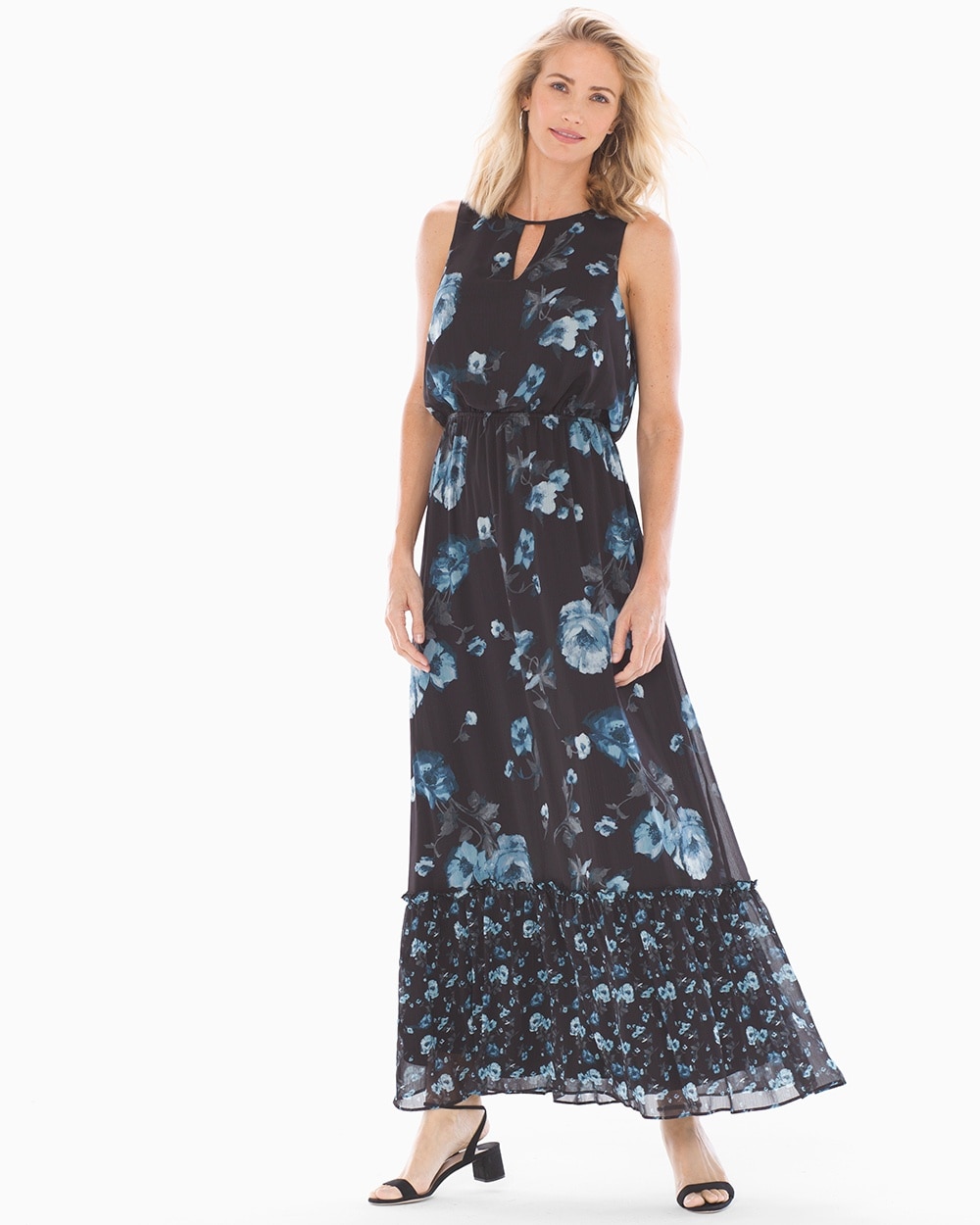 Adrianna Papell Keyhole Maxi Dress Black Multi