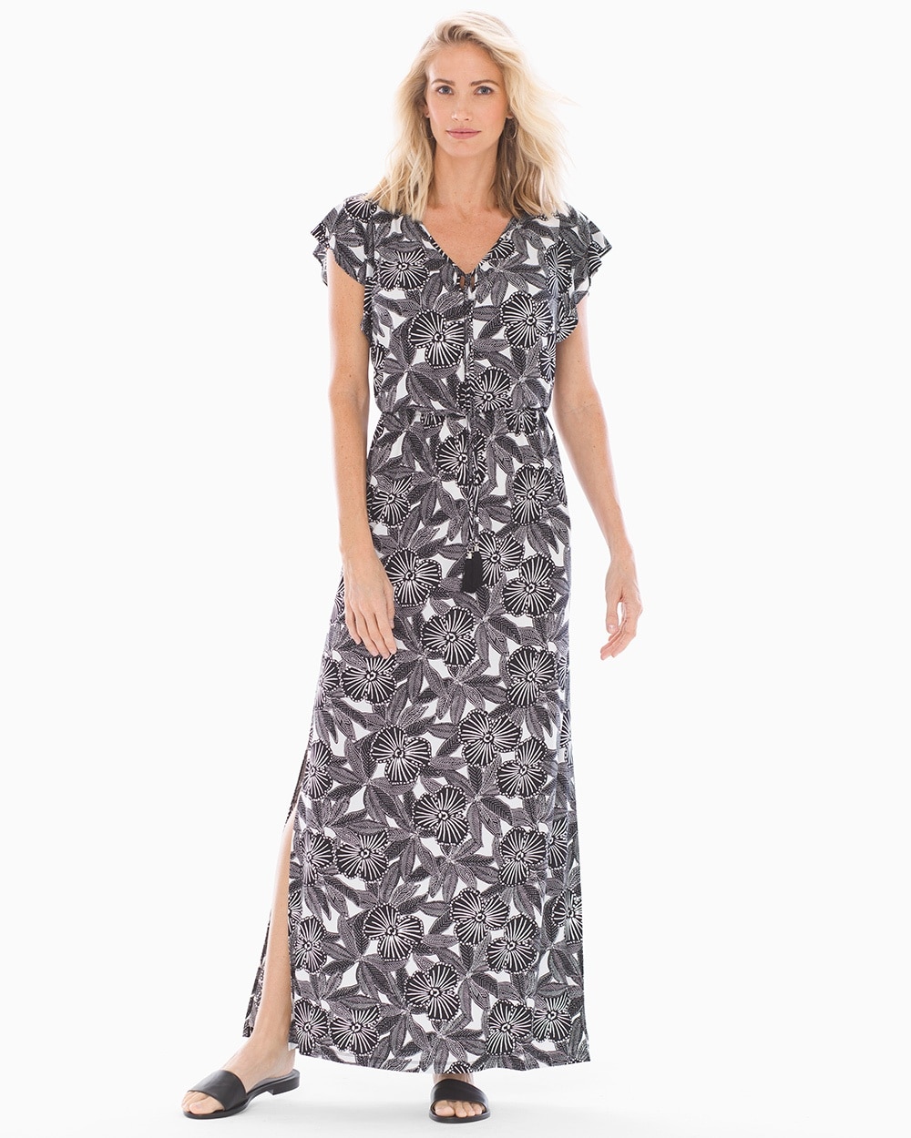 Adrianna Papell Bahama Breeze Maxi Dress Black/White