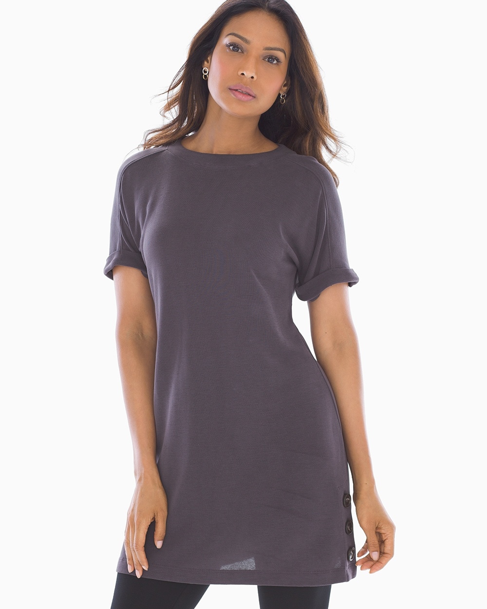 Short Sleeve Tunic Blue Grey