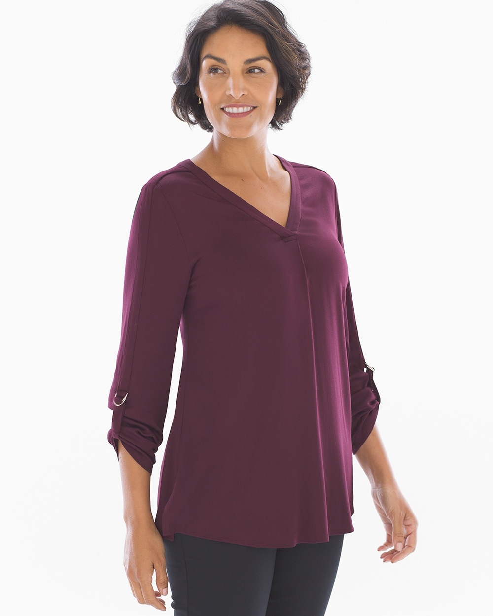 Long Sleeve Woven Top Merlot