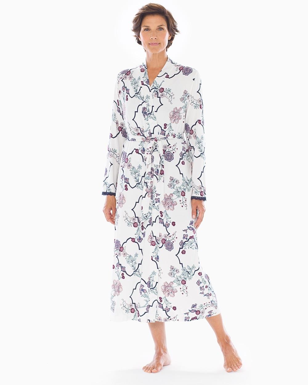Cool Nights Printed Robe Euphoric Floral Ivory