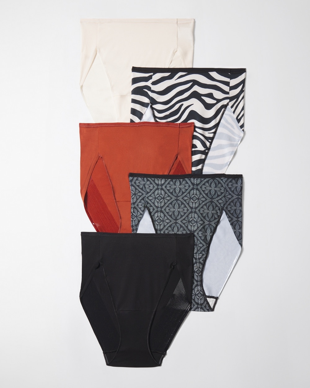 Soma 5-pack Women's No Show Microfiber High-leg Brief Underwear In Sierra Redwood Multi-pack Size Xl | So