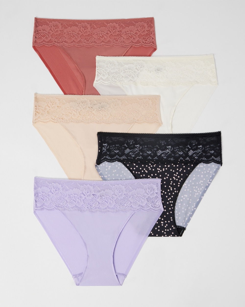 Soma 5-pack Women's No Show Microfiber Hipster With Lace Underwear In Neutral Size Xs |  Vanishing Ed