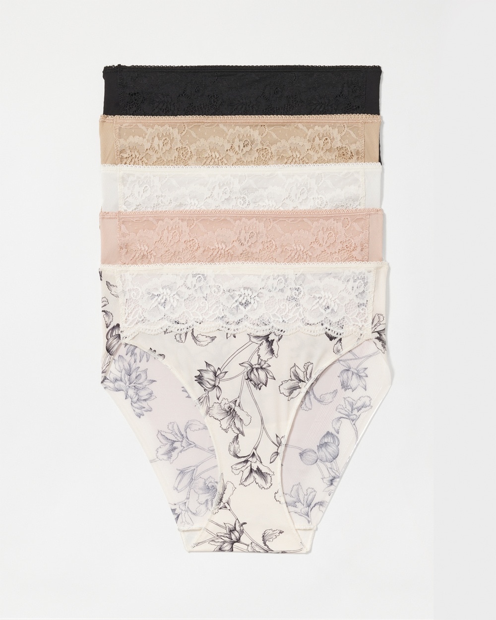 Vanishing Edge High-Leg Brief Panty with Lace 5 Pack