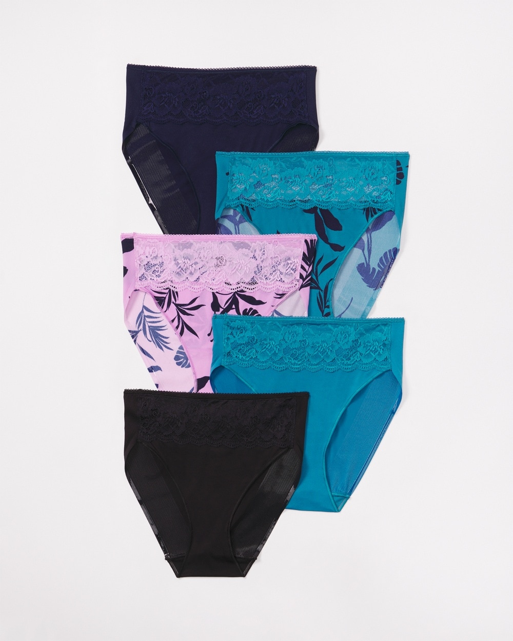 Vanishing Edge High-Leg Brief Panty with Lace 5 Pack
