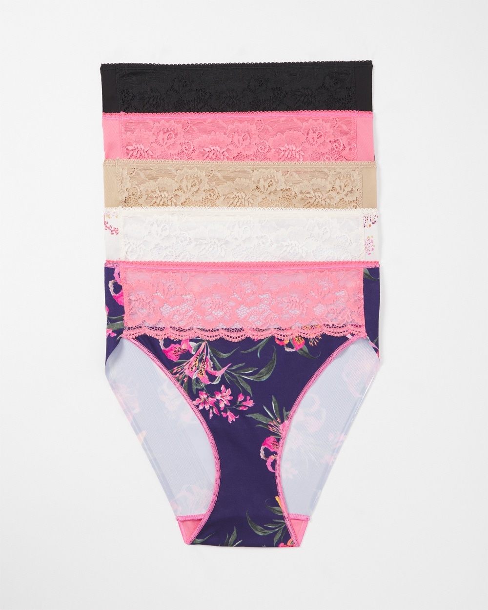 Shop Soma 5-pack Women's No Show High-leg Brief Panty With Lace Size Small | Vanishing Edge Panties
