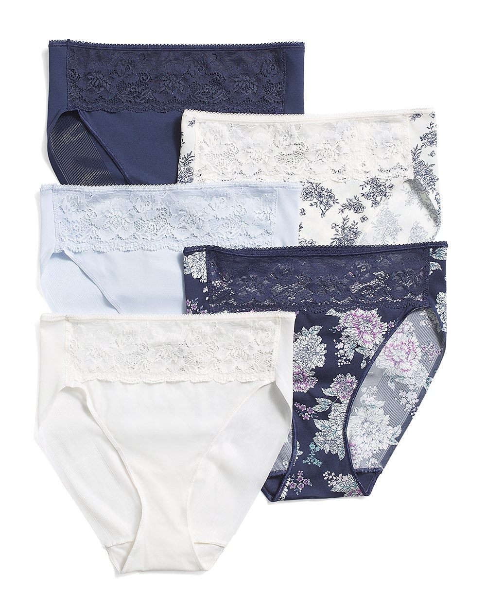 Vanishing Edge Microfiber High-Leg Briefs with Lace 5 Pack