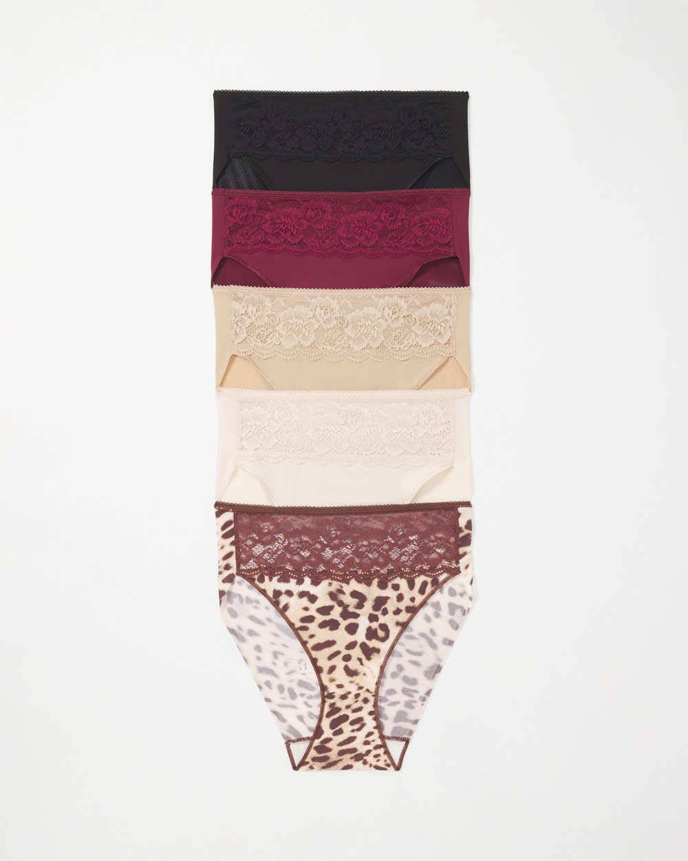 Soma 5-pack Women's No Show High-leg Brief Panty With Lace Size 2xl | Vanishing Edge Panties In Animal Aura Multipack