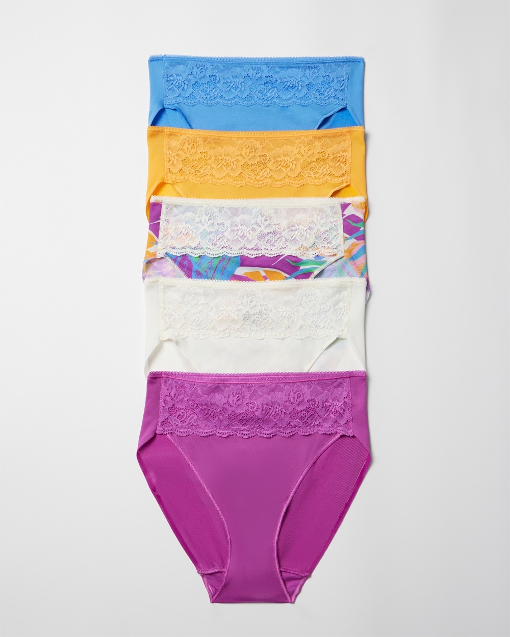 Vanishing Edge Microfiber High-Leg Briefs with Lace 5 Pack