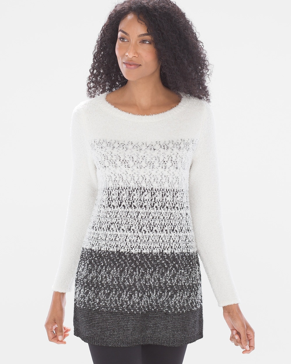 Textured Knit Pullover White/Black