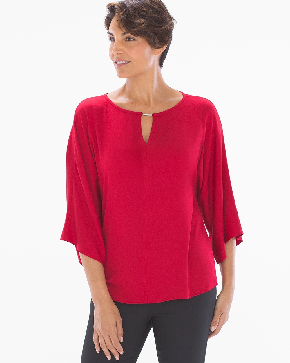 Stretch Woven Tunic Top Raphael Red
